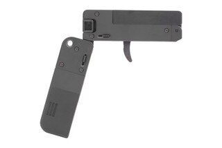 Trailblazer Firearms Lifecard Folding Single Shot 22 Magnum Pistol has a full size aluminum handle